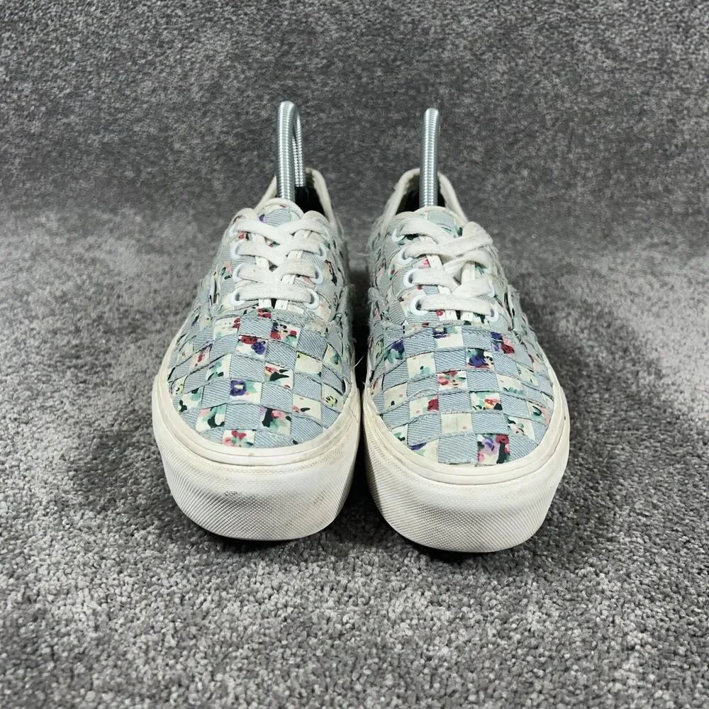 Vans Authentic Woven Stackform Women’s Size 7.5 Floral Denim Platform Shoes Used